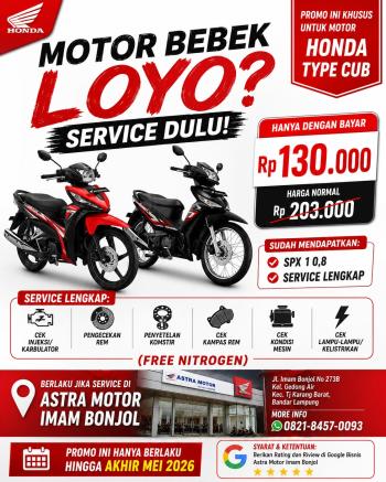 Motor Bebek Mulai Loyo? AHASS Astra Motor Imam Bonjol Geber Promo Service Hemat Hanya Rp130 Ribu